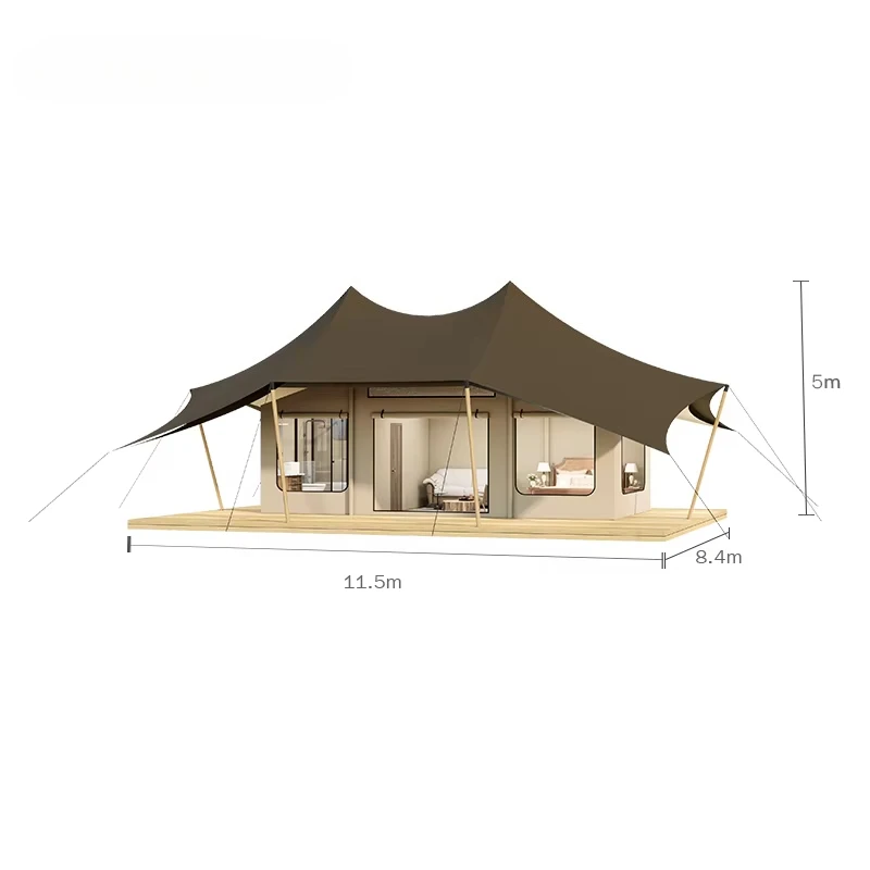 customize Manufacturers Direct Sales Mildew Resistant Waterproof Canvas Fabric Outdoor Wild Glamping Stretch Tent