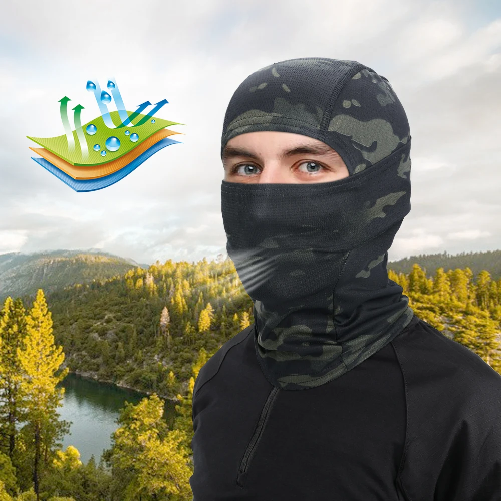 Pasamontañas de secado rápido para hombre, máscara de camuflaje para deportes al aire libre, cubierta de cara completa para caza, pesca, Camping,