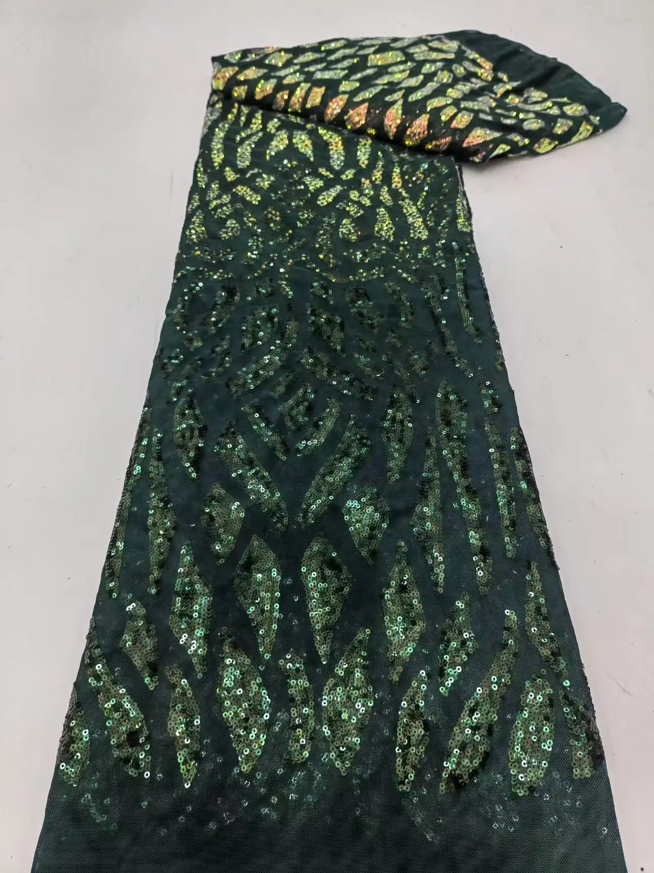 

African Lace Fabric 5 Yards Latest Nigerian 2026 High Quality Beaded Embroidered Fabrics Mesh Lace French Sequins For Wedding