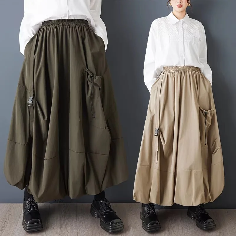 

Stylish Asymmetrical Utility Skirt - Fashion Workwear Design with Oversized Pockets, High Waisted, Versatile Casual Wear (W1881)