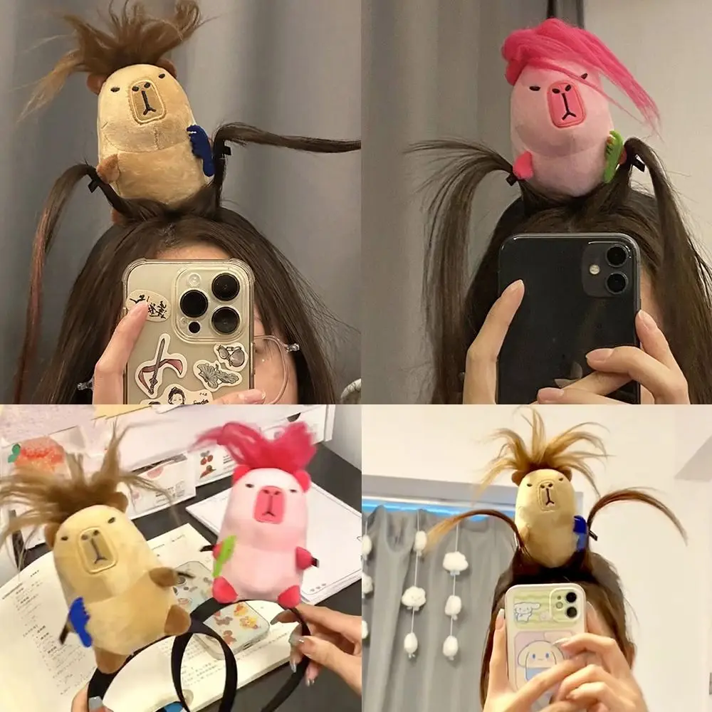 Cartoon Hairstyle Fixing Tool Capybara Hair Band Plush Headdress Headpiece Taking Photos Wash Face Headwear Ornament Women Men