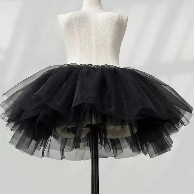 Lolita Cosplay Petticoats Women Girls 2024 Puffy Black Tutu Skirt 6 Layered Tulle Ballet Dance A-Line Pettiskirts Underskirt