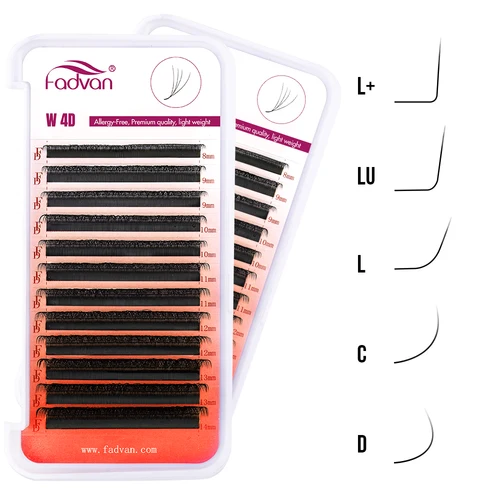 Imagen 2 del producto FADVAN 4D W pestañas negro/marrón 4D extensiones de pestañas prefabricadas W ventilador 0,07 C/D/L/M pestañas naturales suaves de volumen estilo W