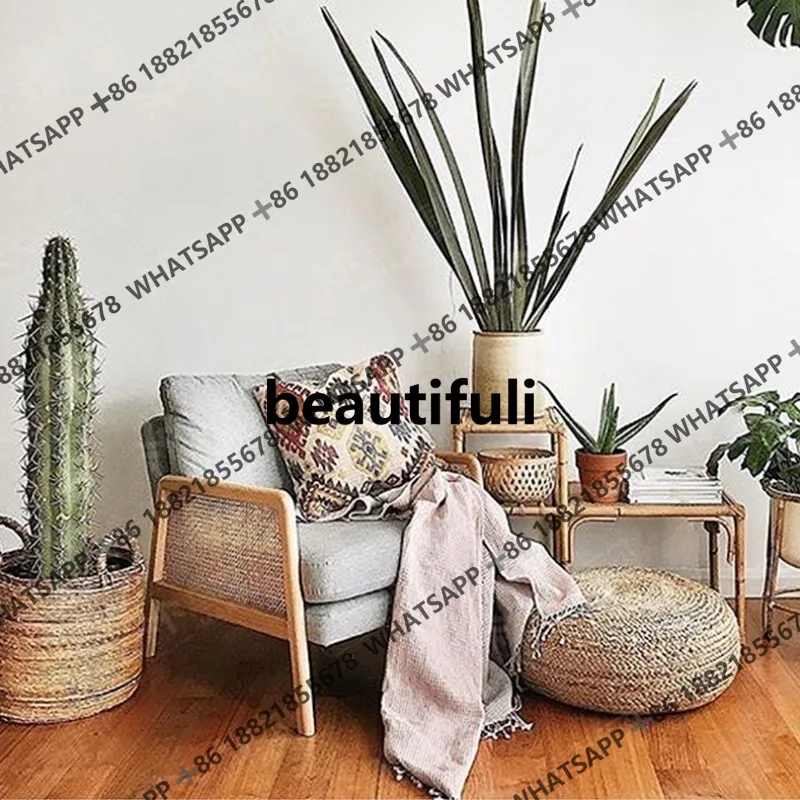 Sofa chair solid wood simple single armrest, bed and breakfast hotel leisure chair three-piece set