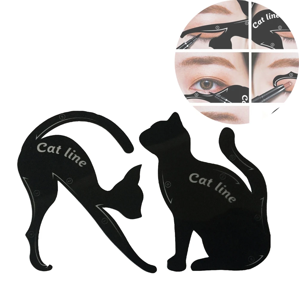 2/4/10 pcs Cat Line Eyeliner Stencils Black Pro Eye Makeup Tool Eye Template Shaper Model Easy To Make Up Simple Tool Set Guide