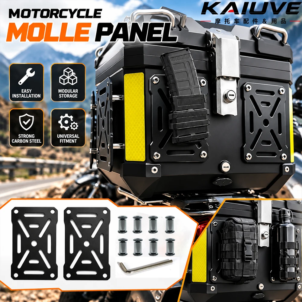 Motorcycle MOLLE Split Panel Modular Tactical Storage Plate Universal Motorbike Trunk Side Box Expansion Panel Full Screws Kit