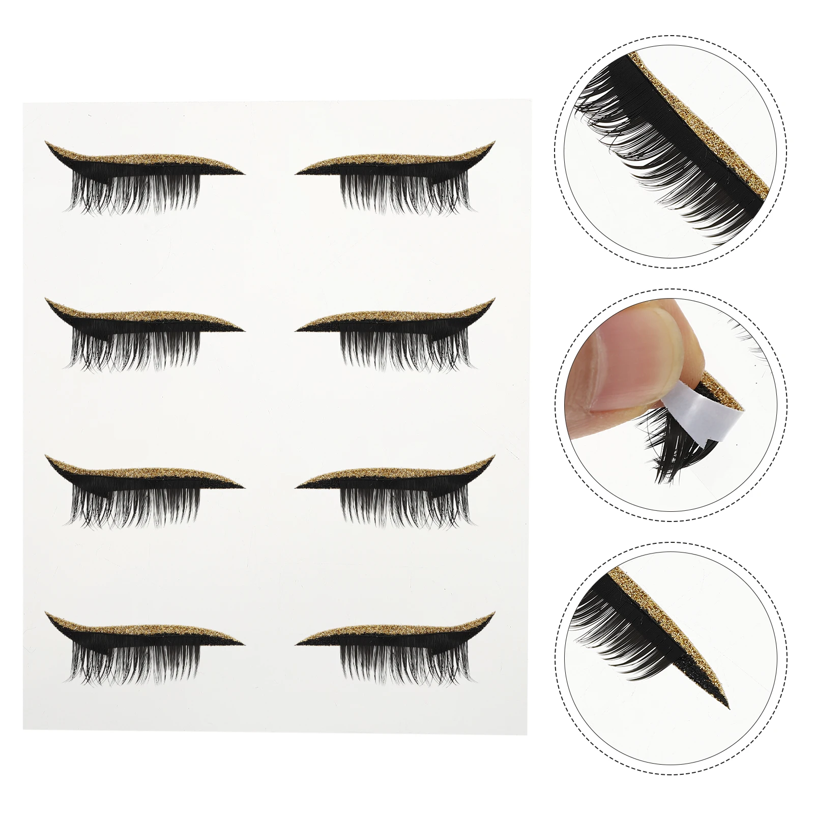 

4 Pairs Fake Eyelashes on Eyeliner Sticker Stickers with Make-up Pen Waterproof Smudge- and