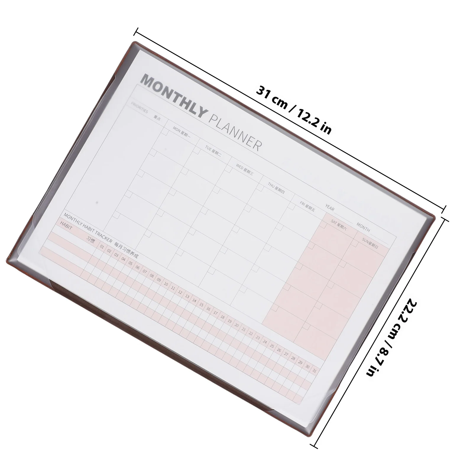 ورقة تقويم مكتبية فارغة، مفكرة مخططة شهرية، لوحة ملاحظات للتخطيط اليومي، منظم جدول المواعيد الشهرية واللوازم المكتبية #6