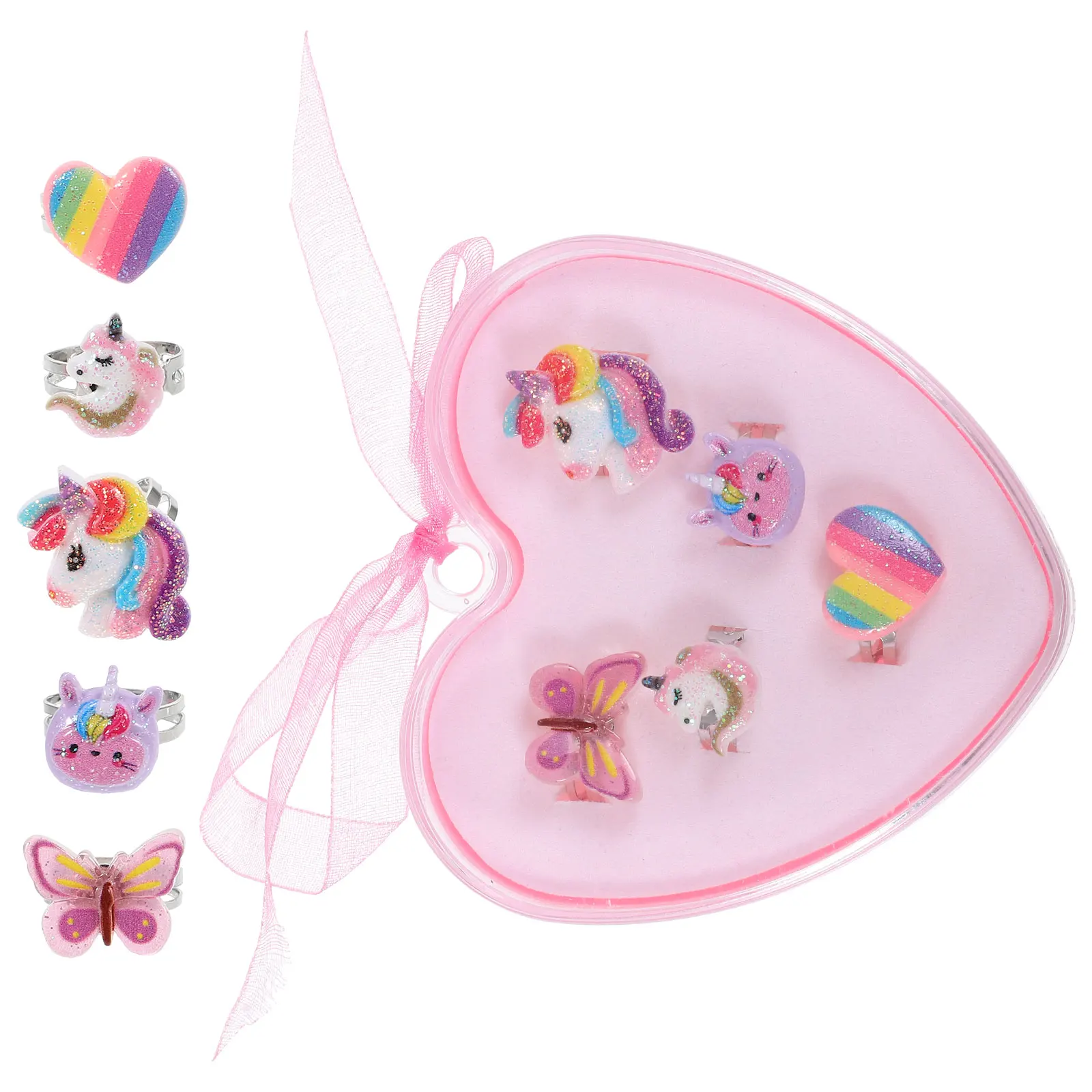 

Unicorn Rings Set Girls Toddler Plastic Jewelry Kids 3Y Birthday Gift Party Accessories Child Finger Decor cosplay daily