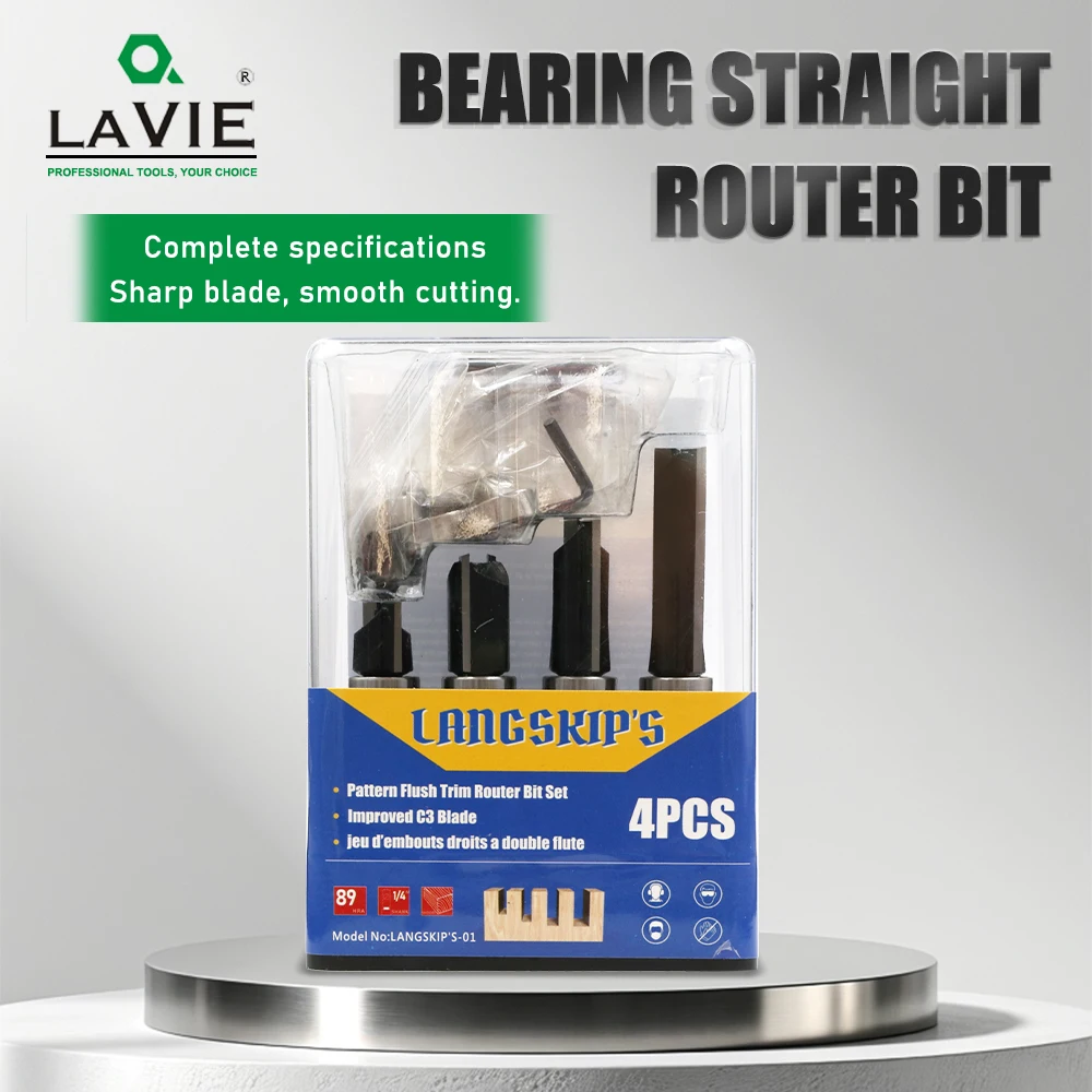 

LAVIE 10-Piece 1/4 Inch Shank Bearing Cutter Set - Black Rotary Tool Blades for Woodworking & Crafting C07013T10ABK