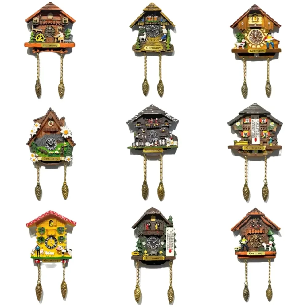 Vintage German Cuckoo Clock Fridge Magnet 3D Resin Black Forest House Refrigerator Magnet Travel Souvenir Home Decor Gift