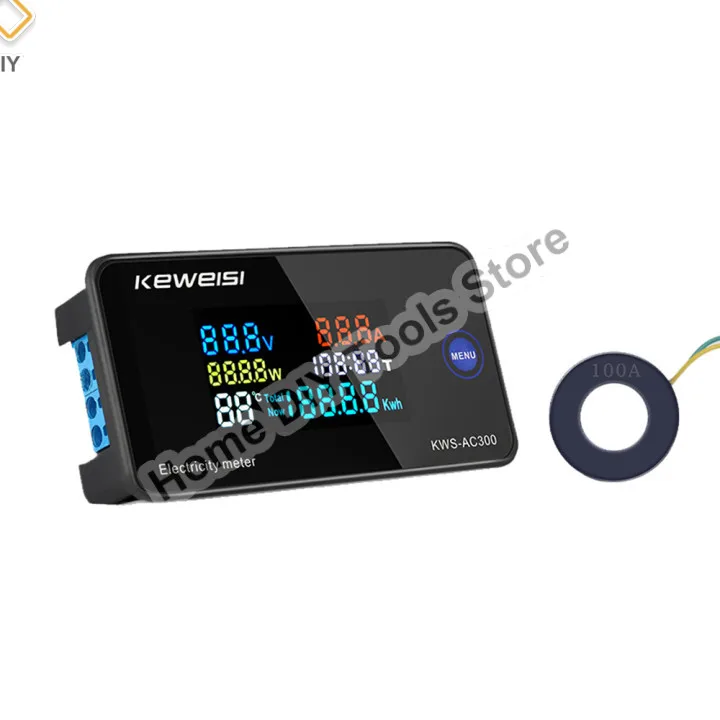 Tester di tensione KWS-AC300 voltmetro AC 50-300V Misuratore di energia di potenza LED Wattmeter Elettometro con funzione di ripristino 0-100A