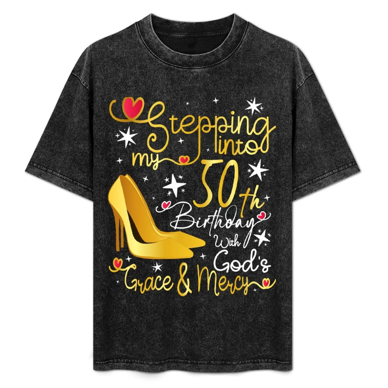 Stepping into my 50th birthday with gods grace and mercy T-Shirt shirts graphic tees boys animal print t shirt men