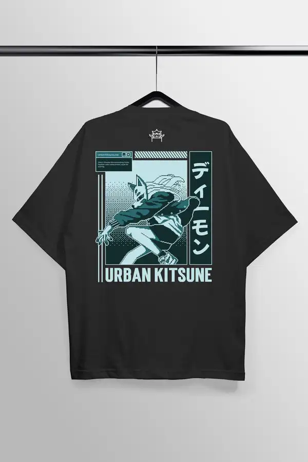 Urban Kitsune Black Oversized Tee