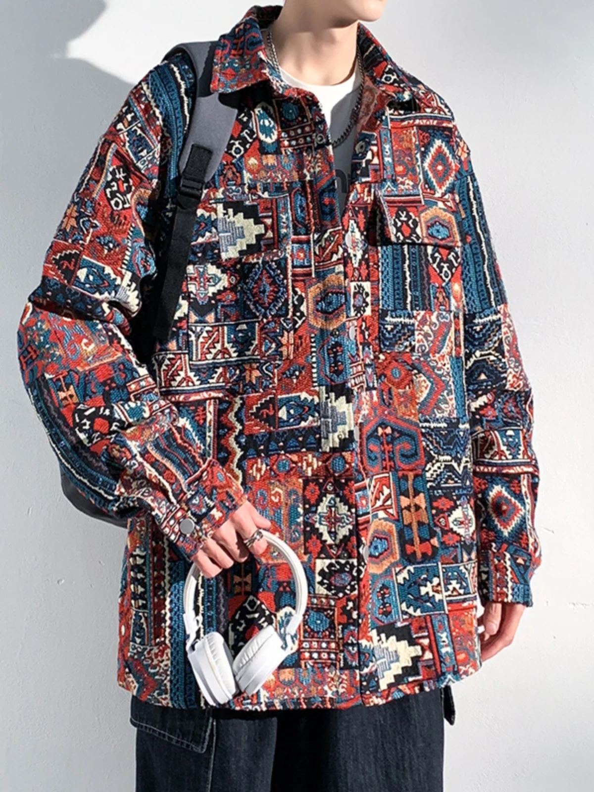 

Loose Fit Casual Jaet Spring Autumn Turn-down Collar Ethnic Sle New Chinese Faion Outerwear Men's Clothing Spring 2024