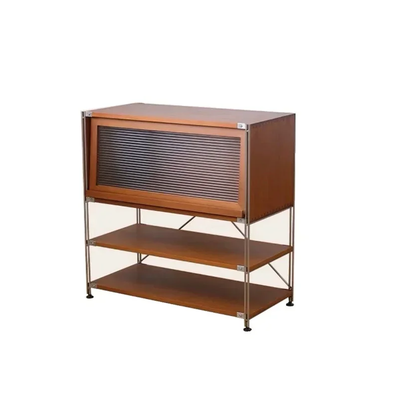 

Книжный шкаф из массива дерева с дверцей, маленькая квартира, гостиная, низкий шкаф для хранения, японский ретро шкаф для хранения