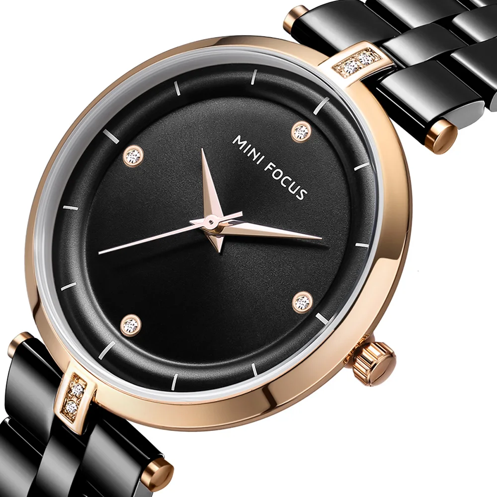 Mini Focus MF0120L Luxury Women Watch Elegant Diamonds Dial Stainless Steel Band Waterproof Ladies Quartz Watches