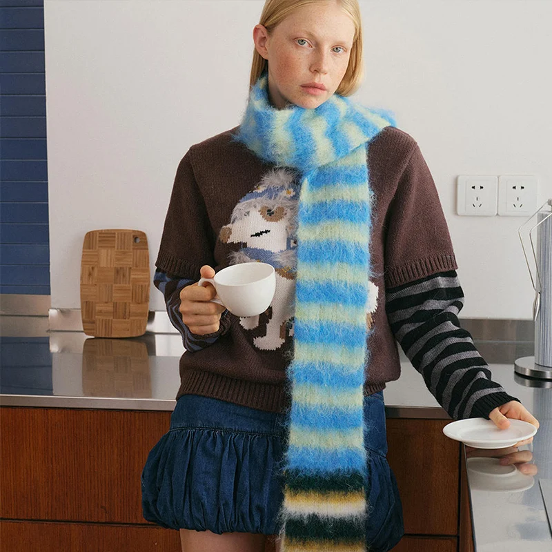 

Толстый шерстяной вязаный шарф унисекс, шаль, осень-зима, теплые радужные тонкие накидки для женщин и мужчин, шарф на шею, унисекс, холодостойкий трикотаж