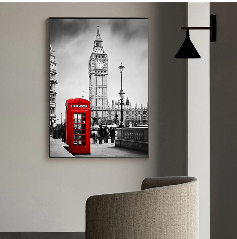 2026 new City Umbrella Call Box Nordic Posters And Prints Wall Pictures