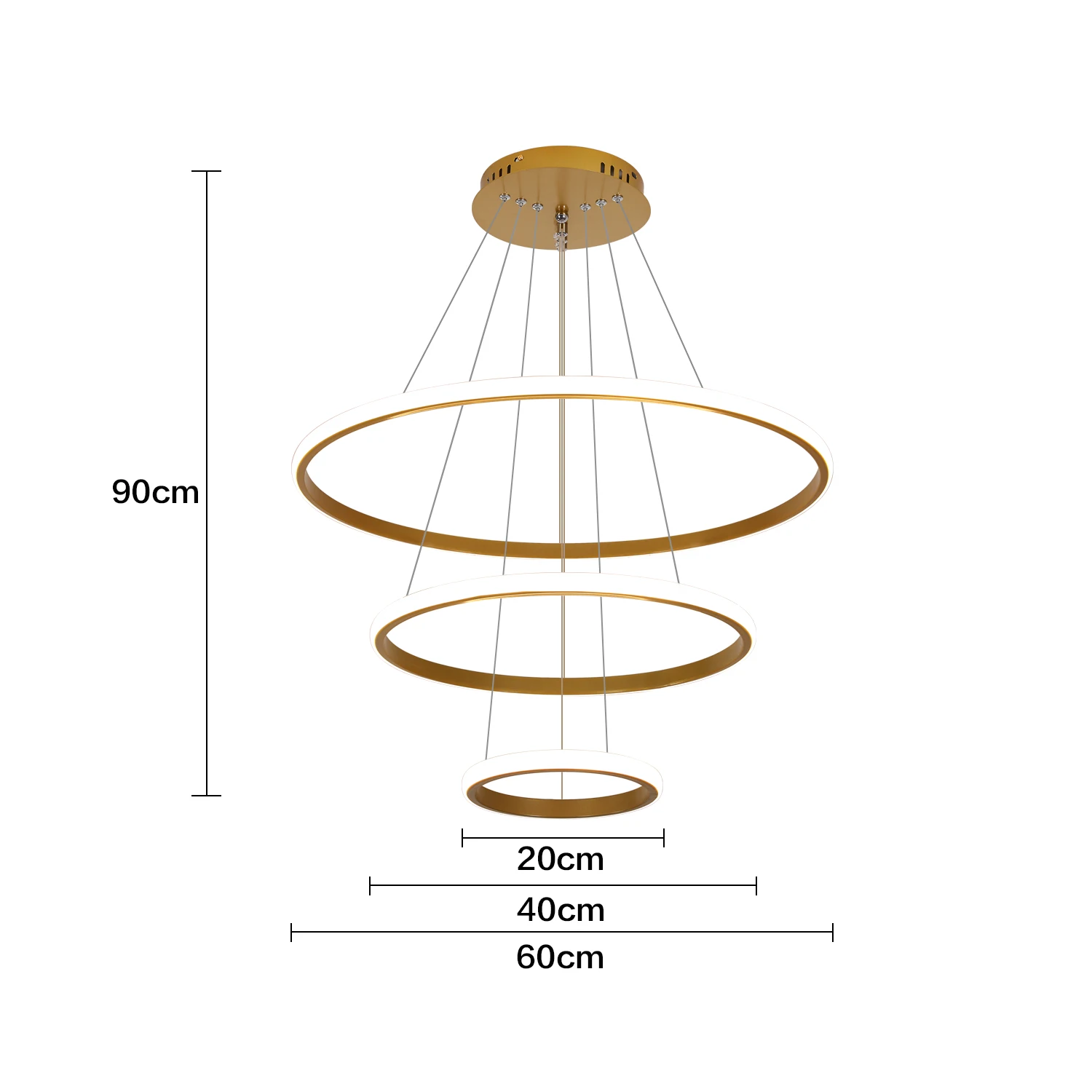 Dimbare LED kroonluchter, moderne 40W 3-rings dimbare LED kroonluchter, hanglamp voor de eetkamer