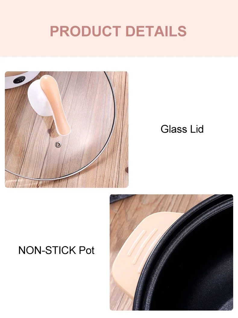 Multi-functional Mini Electric Hot Pot Noodle Cooker Electric Crock Pot Mini Electric Cooking Pot Stainless Steel Round