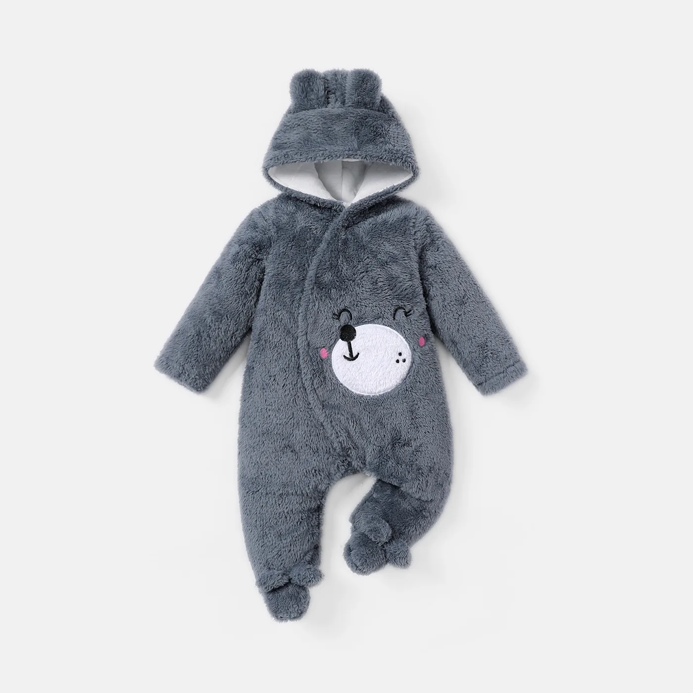 Autumn and winter newborn infants and young children, male and female, hooded small ear animal patch embroidered long sleeved cl