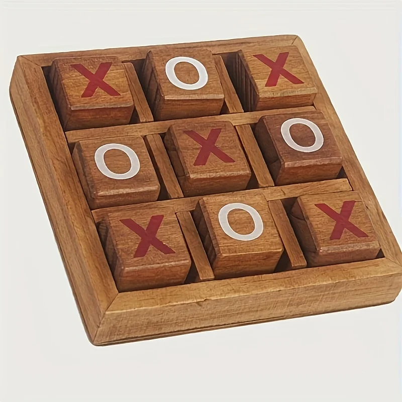 1 peça de Jogo do Galo em Blocos de Madeira Premium - Ideal para Noites de Jogo para Adultos, Decoração de Mesa de Centro, Presente Perfeito para Natal, Aniversário