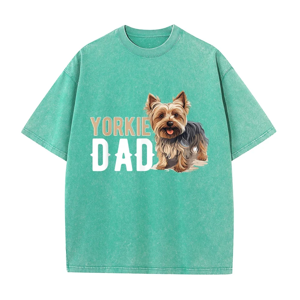 Yorkshire Terrier Dog Yorkie Dad T-Shirt Playeras Oversize Everyday Round Neck Tee Unisex Casual Graphic Lover Animal Puppy