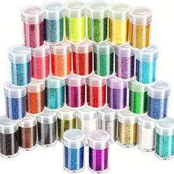 32pcs 32 Colors Rainbow Glitter Chunky And Fine Nail Glitter Mix, Nail Art Resin Glitter Glitter Powder In DIY Decoration