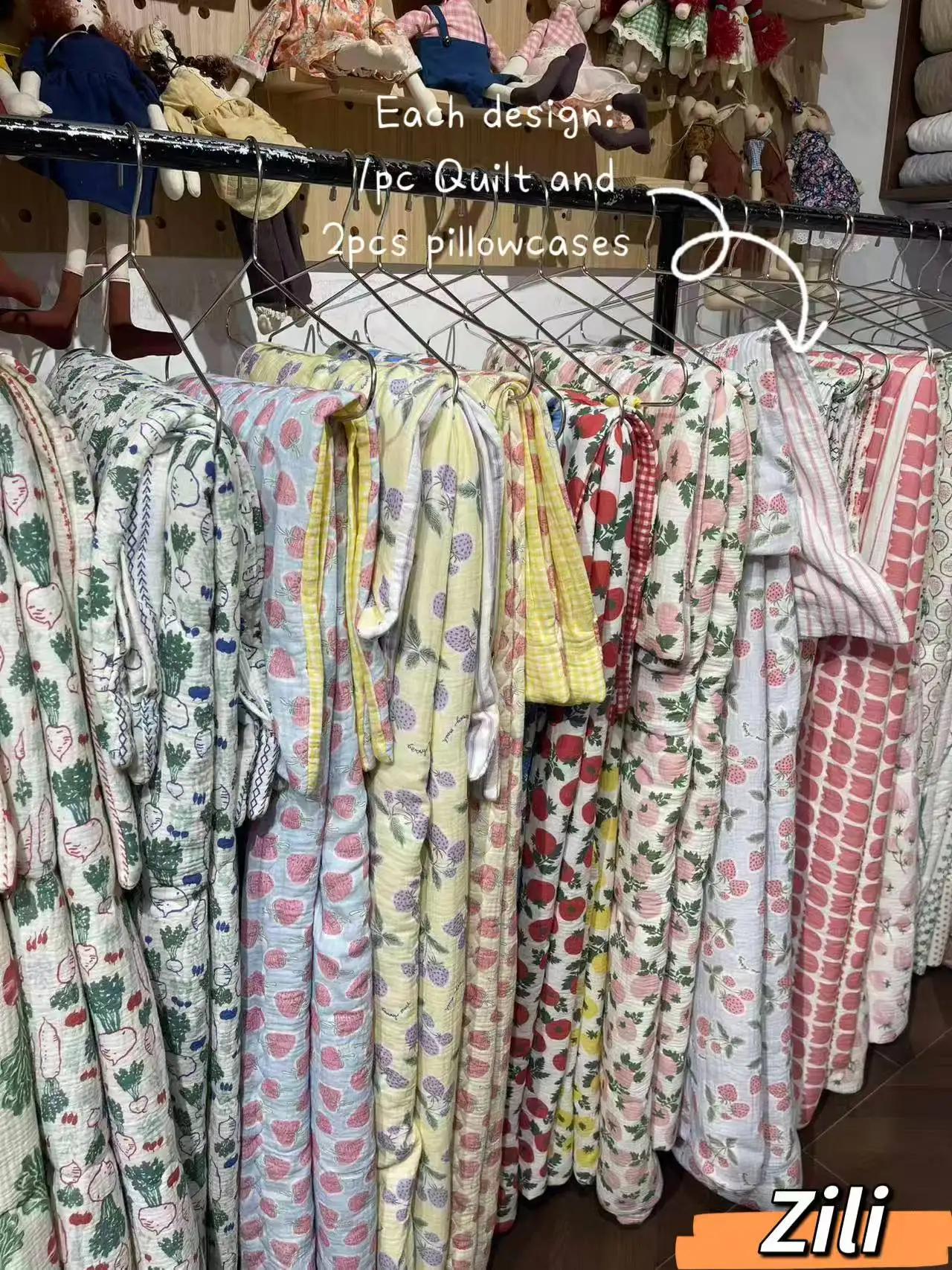 Korean Ins Floral Quilt Set with Pillowcases(1pc Quilt and 2 pillowcases),Cotton Muslin Gauze Fabric Machine Washable