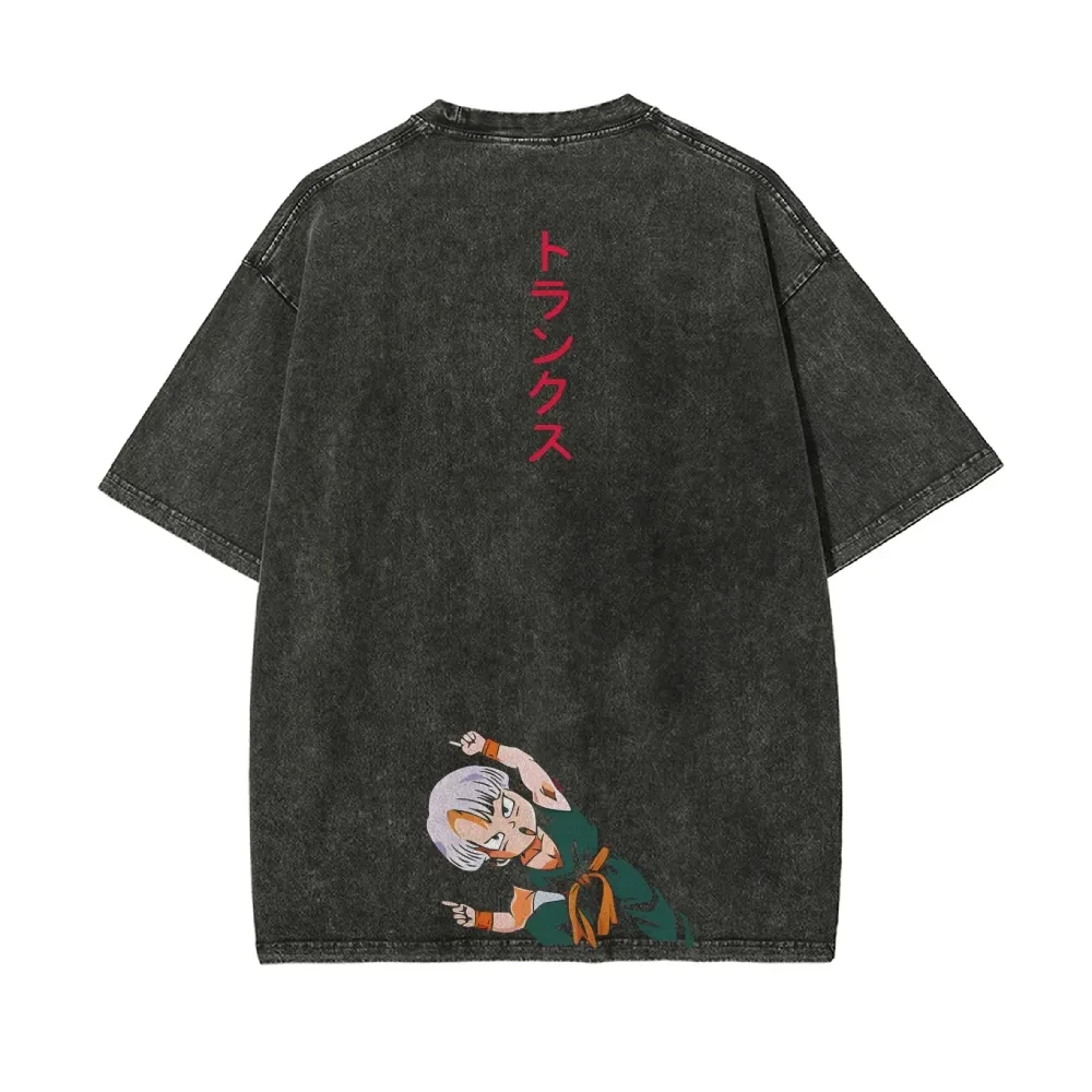Dragon Ball Trunks T Shirt Kid Trunks Men Acid Wash Oversized Streetwear Anime Japanese Cotton Vintage Gym Training Top Tee view 3