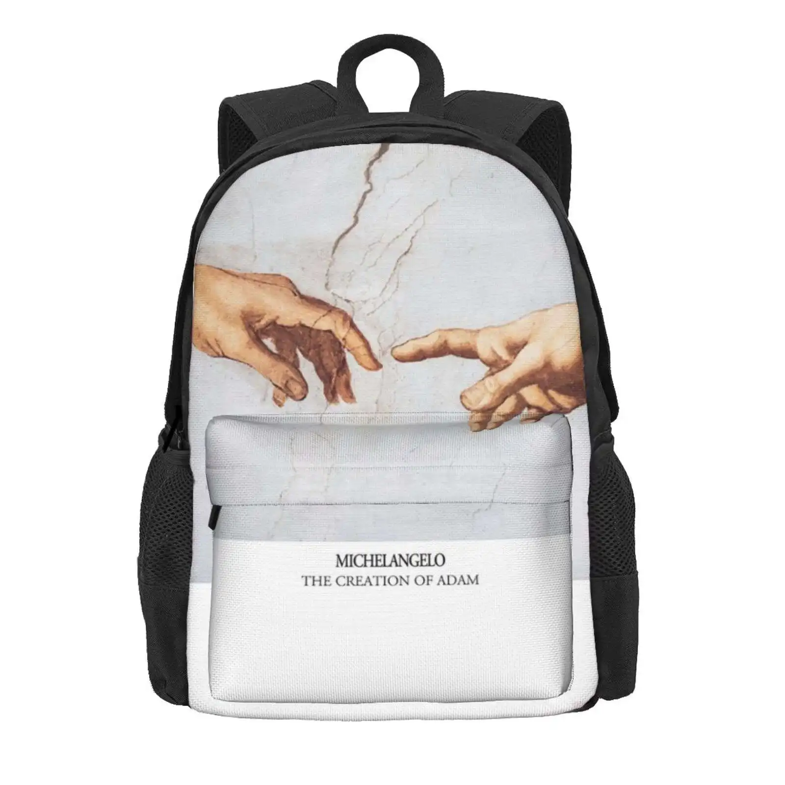 The Creation Of Adam Michelangelo Fingers Touching Hot Sale Schoolbag Backpack Fashion Bags Fingers Hands Gay Mlm In Love Boys