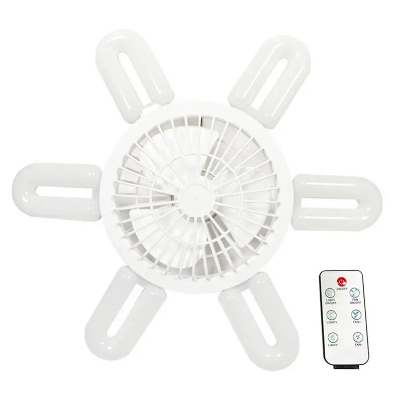 

Socket Fan Light Light Bulb Fan 3 Colors Dimmable Adjustable Speeds Silent LED Bulb For Home Bedroom Folding Leaf Lamp With