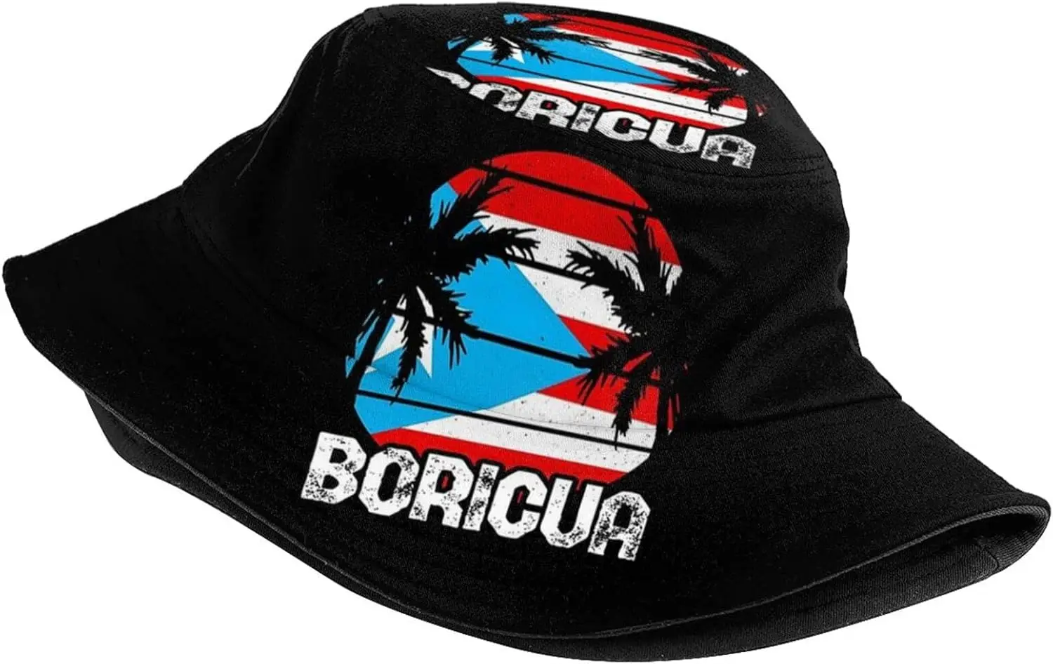 Puerto Rico Bucket Hat Wide Brim Sun Protection Hats Boonie Hats Puerto Rico Flag Outdoor Hats for Men Women
