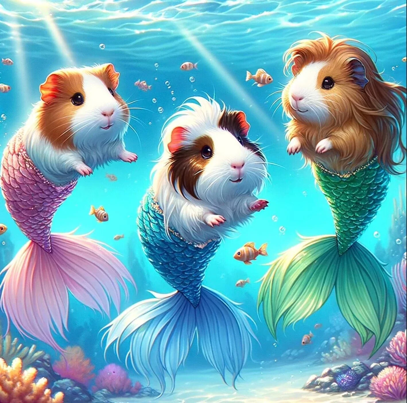 Sunature AB Diamond Painting Art Full Square Round Drills Hamster Mermaid Diamond Painting Kits (5-10 AB Colors)