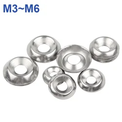 50/100pcs 304 A2 Stainless Steel M3 M4 M5 M6 Conical Washer Countersunk Concave-convex Washer Hollow Decorative Fisheye Washer