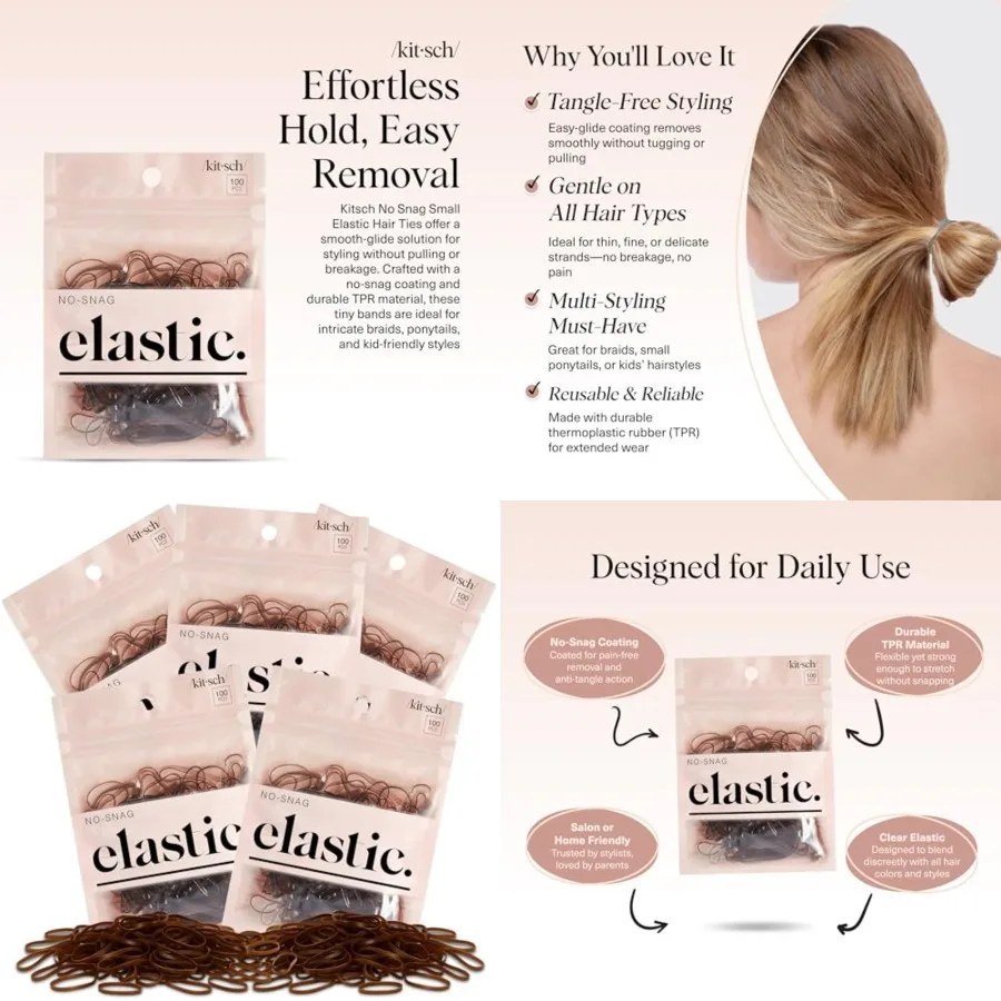 

Hair Ties No Damage for,Teens and Women - Rubber Bands for Hair Styling No Snag Hair Elastics Daily Hair Accessories Ideal Gift