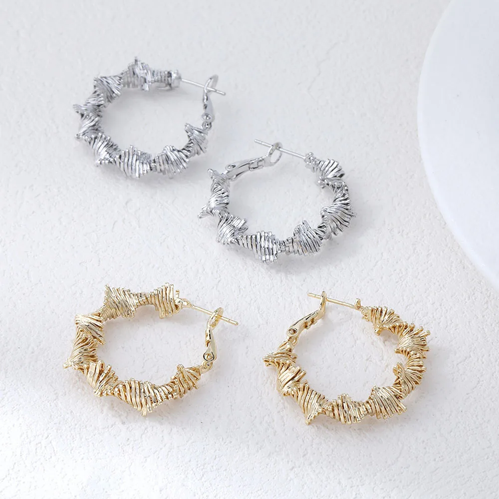 4PCS Dainty Twisted Design Ear Studs for Jewelry Making Earrings DIY Brass 14k Gold Plated Accessories 32mm