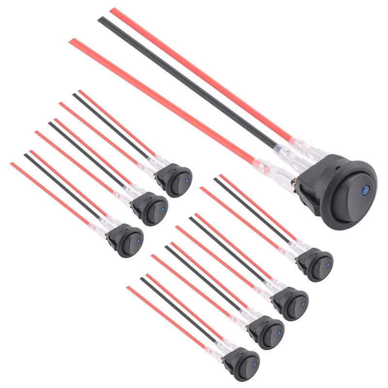 مفتاح الروك LED 8 قطع 12 فولت 20 أمبير مستدير أزرق تبديل LED الروك التبديل على الخروج التحكم