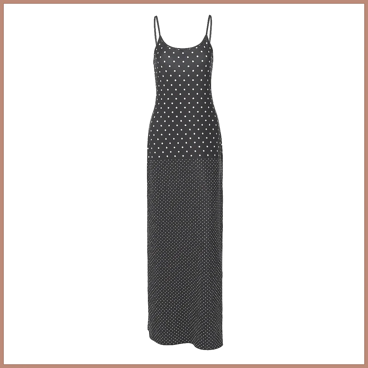 Gaun Maxi Polka Dot Retro untuk Wanita, Gaun Musim Panas Tanpa Lengan dengan Belahan, Gaun Pesta & Liburan Elegan Model Bodycon