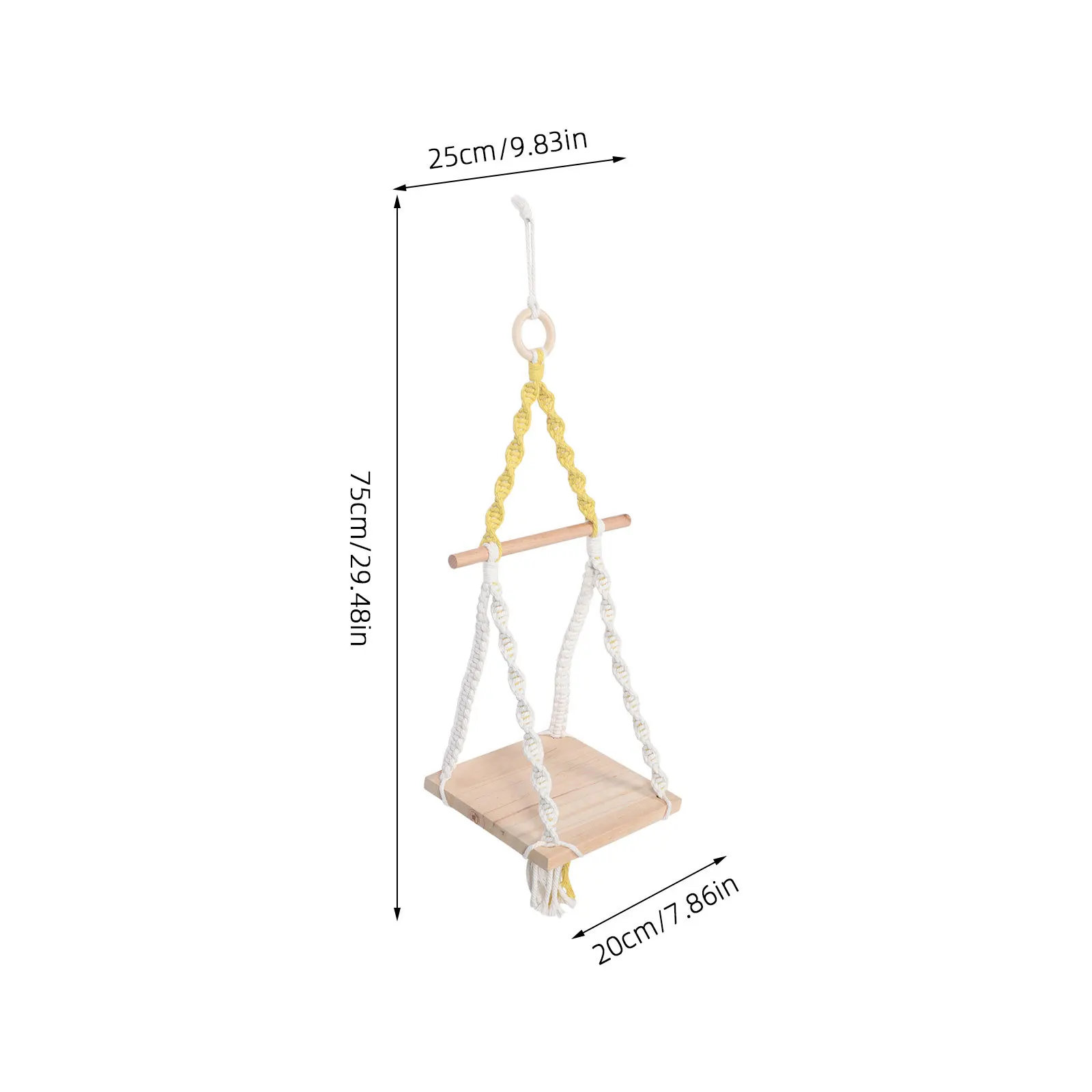 رف معلق على الحائط من حبل القطن: رف تخزين بوهو مصنوع يدويًا من نسيج مكرامية لغرفة المعيشة وغرفة النوم وإطارات الصور على الحائط