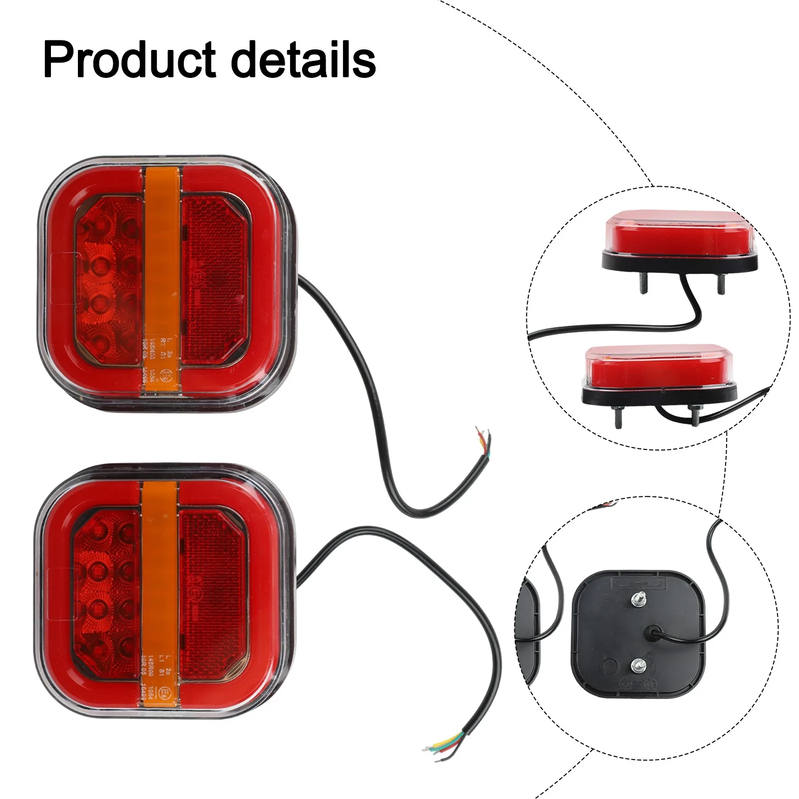 Square LED Trailer Taillight for 12/24V Vehicles 28 LEDs Waterproof IP67 Suitable for Trucks Trailers and Buses