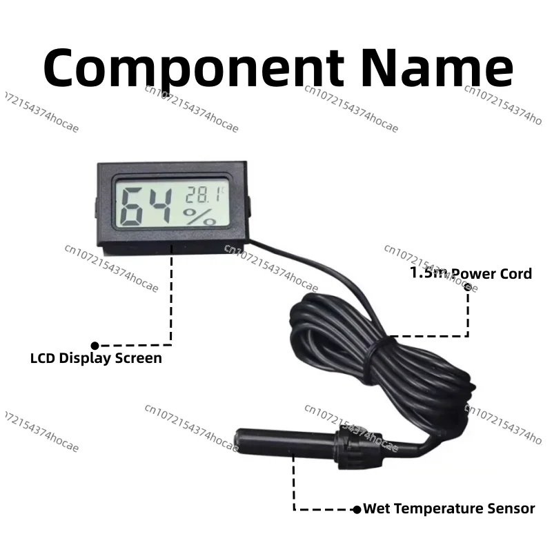 1.5M Digital LCD Aquarium Refrigerator Refrigerator Mini External Portable Thermohygrometer with Sensor