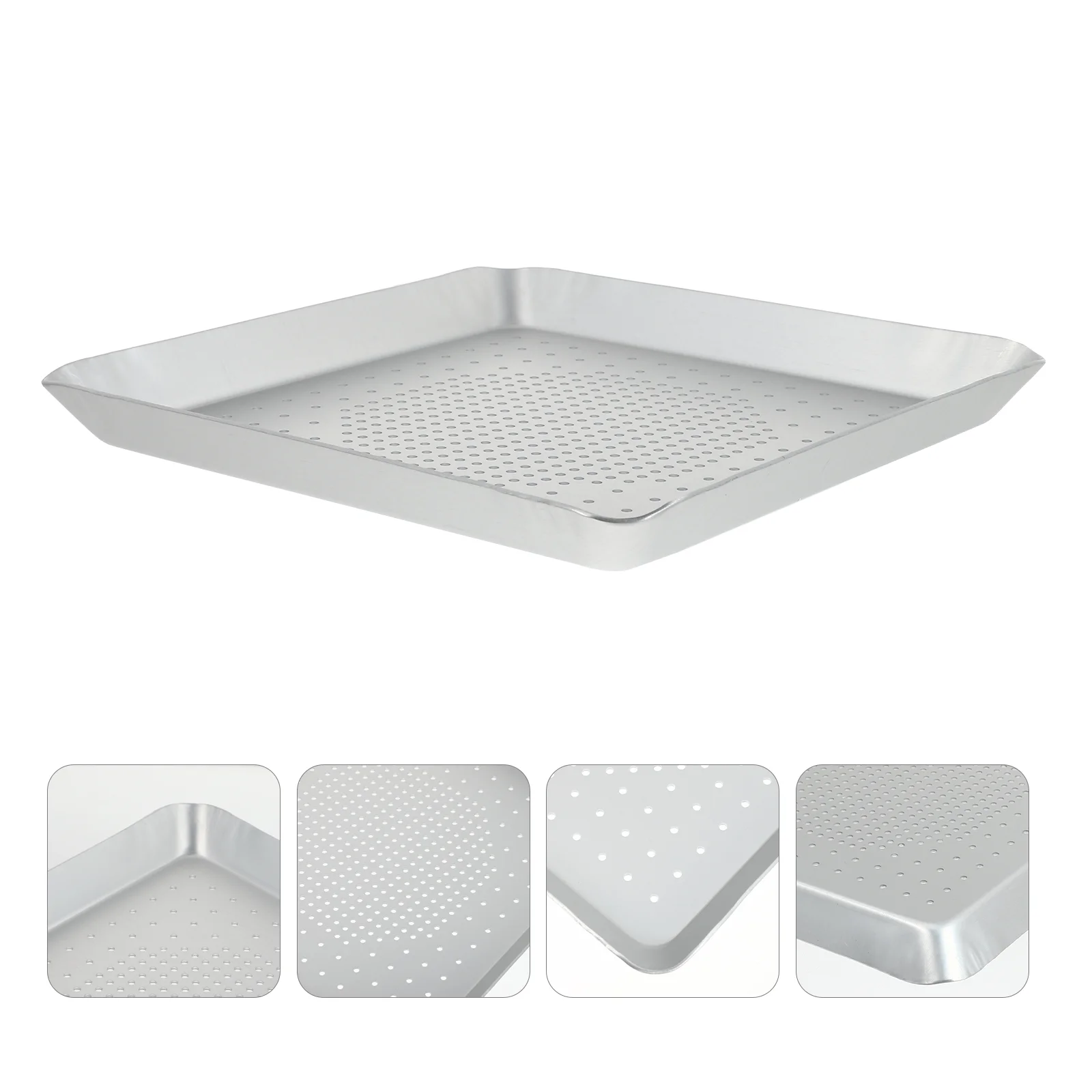 

Pizza Pan Square Tray Kitchen Baking Bread Crust Oven Cake Aluminum Alloy Breathable Holes Ovenware Equipment