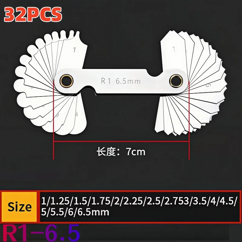 Radius R Gauge Plate Fillet Gauge 15-25 26-80 External Internal Concave Convex Measuring Tool for Precision Measurement
