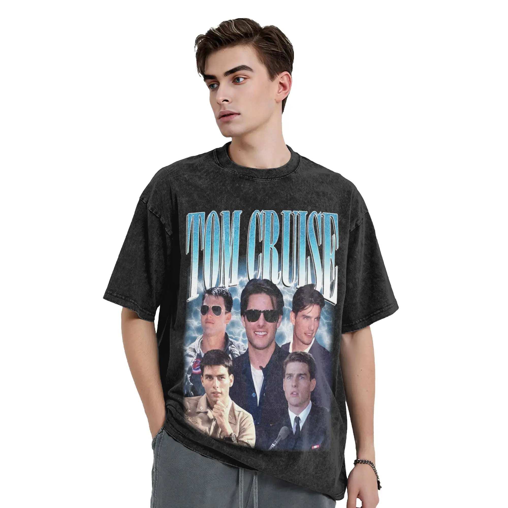 Tom Cruise 90s Vintage Ethan Hunt Mission Impossible Washed T Shirts Streetwear Vintage T-Shirts Tees for Men Women Cotton