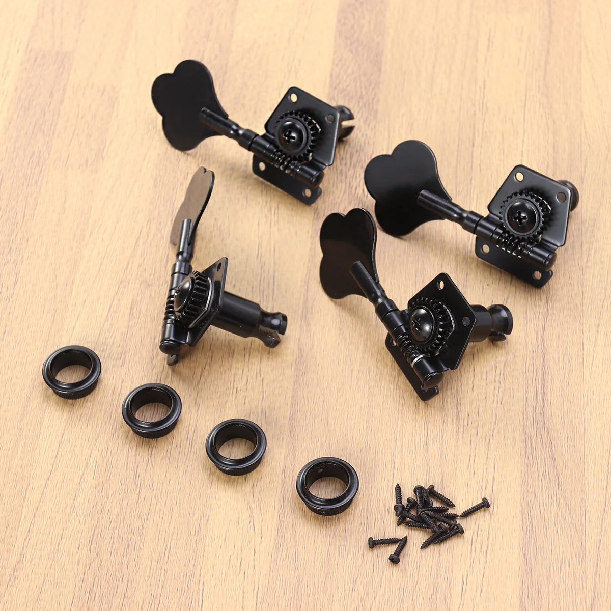 

4Pcs Electric Bass Tuning Pegs Black Alloy Vintage Design Heavy for Economy Electric Bass Guitar Replacement