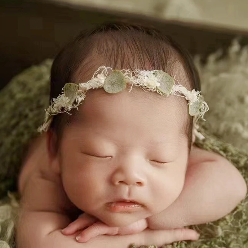 Newborn Headband for Photography Props Flower Baby Girl Tieback Flowers Pearl Wreath Newborn Photography Infant Hair Accessories