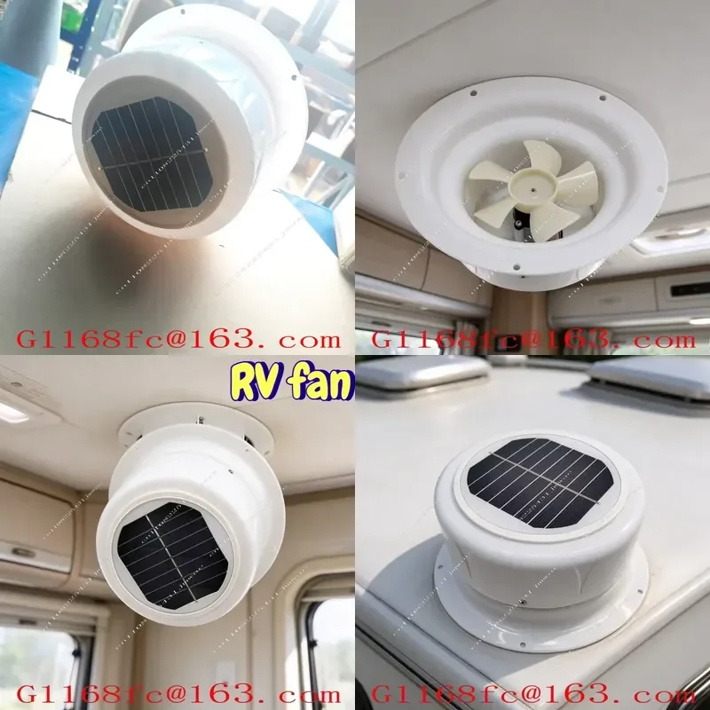 RV Solar Roof Vent Fan 12V Exhaust for Camper Van Motorhome Trailer Boat Quiet Cooling Air Circulation Waterproof