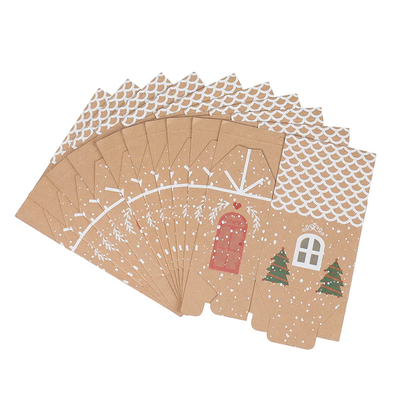 10-50 Stücke Hausförmige Geschenkbox Weihnachten Kraftpapier Süßigkeiten Kekse Verpackungsbox Weihnachten Neujahr Party Dekoration Kinder Gefälligkeiten – Detail 7